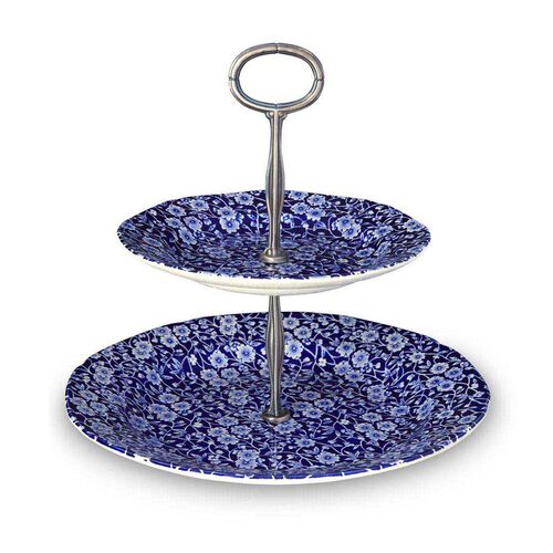Burleigh Dark Blue Calico Cake Stand 2 Tier